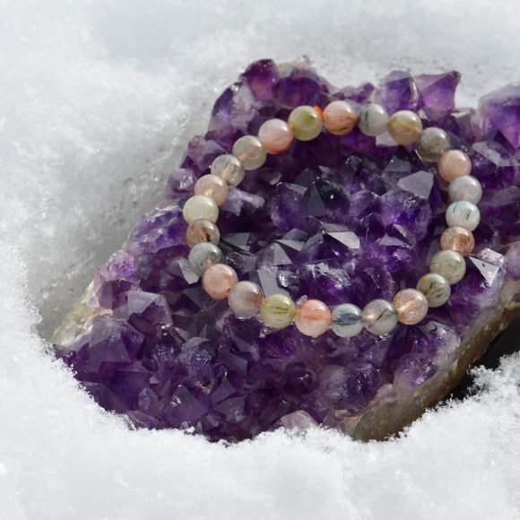 Crystalbabyhkyyc 🔮7mm+ Colorful Rutilated Quartz Bracelet - Picture 4 of 5